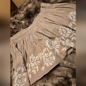 Aerie Taupe Smocked Skirt